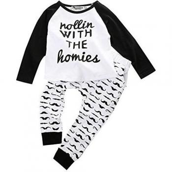 Phenovo Conjunto 2pcs Camisa De Manga Larga + Pantalones Equipan Para Muchachos Bebé Niño - Blanco, 100cm