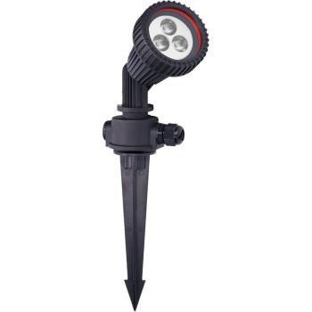 Foco de jardín Tidian IP65 negro con picote para bombilla GU10, proyector de suelo 60W