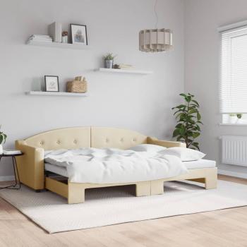 Sofá cama nido tela crema 80x200 cm con cama extraíble