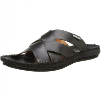 Pikolinos Tarifa Men's Black Leather Flat Slide Sandals
