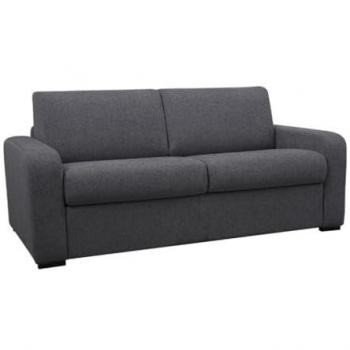 Sofá Cama de 3 Plazas en Tela Tipo Italiano Antracita BEVIS con Colchón de 18 cm