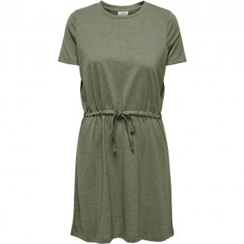 Vestido Corto de Manga Corta JDY Dalila en Verde Liquen Profundo con Detalle de Mezcla para Mujer