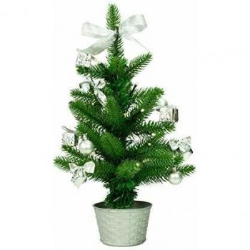 Árbol de Navidad LED con decoración plateada 45 cm