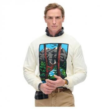 Sudadera Superdry Travel Postcard Graphic Crew Estrella Solitaria Blanca para Hombre, Talla M