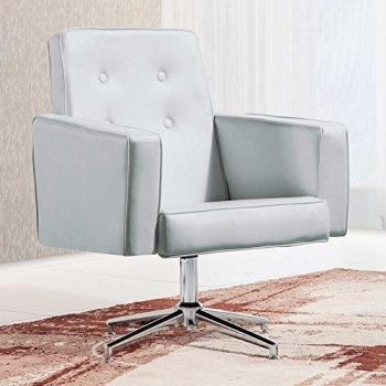 Sedutahome Butaca de Espera giratoria y tapizada Modelo Vintage Color Blanco