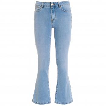 Sophisticated Light Wash Stretch Denim Bella Flare Cropped Jeans for Women - Size W31