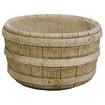 Jardinera Tiesto Barril Rústico Exterior de Piedra 30x30x20cm, Maceta Jardinera Barril de Hormigón Piedra 30x20cm, Maceta Rústica para Exterior de Hormigón Piedra