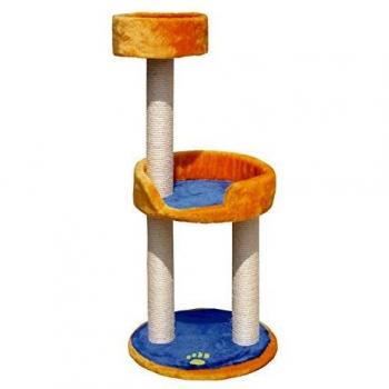 Arquivet Rascador para Gatos árbol - Azul y Naranja - 50 x 50 x 103 cm - Poste rascador para Gatos - Arañador Vertical para felinos - Accesorios, afilador uñas