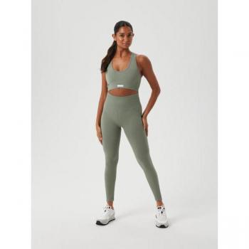 Björn Borg Women's XL Seamless Ribbed Tights in Green