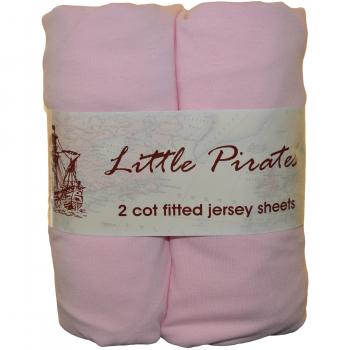 2 x Baby Cot Fitted sheet 60x120 100% Jersey Cotton - Pink