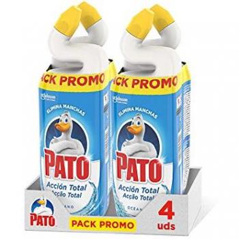Limpiador para Inodoro PATO Acción Total Oceano, Limpia y Perfuma, 750ml (Duo Pack de 2, 4 Unidades)