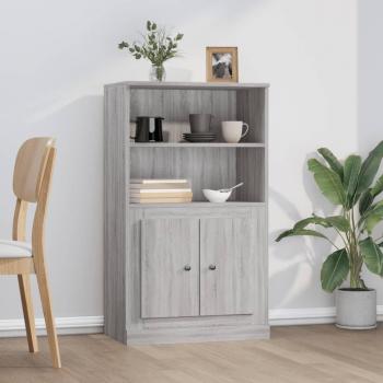 Aparador de madera contrachapada 60x35,5x103,5 cm en color gris Sonoma, mueble de almacenaje para salón, buffet, armario auxiliar y armario de almacenamiento