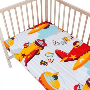 Baby Aviator / Planes - SoulBedroom 100% Algodón Juego de 2 sábanas bajeras ajustables para cuna 70 x 140 cm