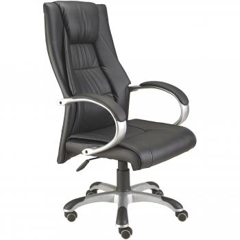 Adec - Sillón giratorio para despacho, silla con brazos, símil piel color Negro, medidas: 66 x 66 x 119 - 127 cm de altura
