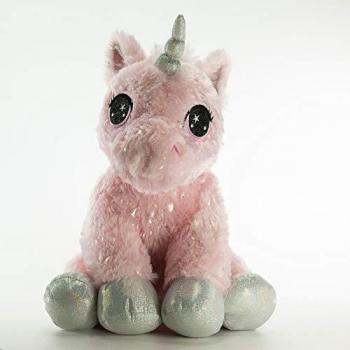 Innogio Peluche Gioplush Unicornio 25 cm Rosa con Purpurina, para Bebé, Juguete de Peluche, Fabricado con Materiales No Peligrosos