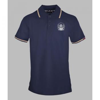Aquascutum Men's Navy Blue Tipped Polo Shirt - Size Small