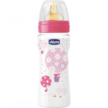 Chicco 00070734100040 - Biberon con tetina de caucho, de flujo papilla, 0% BPA, 330 ml, color rosa