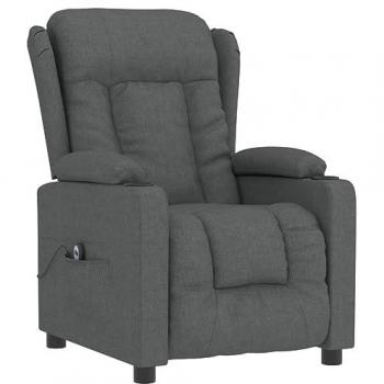 Sillón reclinable eléctrico de tela gris oscuro Vidaxl