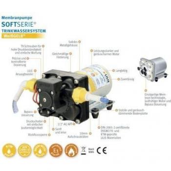Bomba de presión LILIE Soft - 11,3 l/min con control de bypass y 2,1 bar