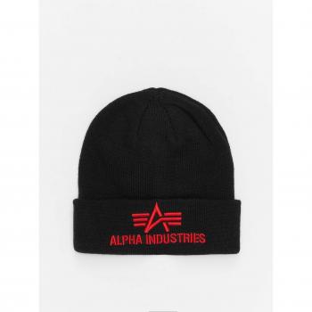 Alpha Industries 3D Knit Beanie - Black/Red, One Size, 100% Polyacrylic