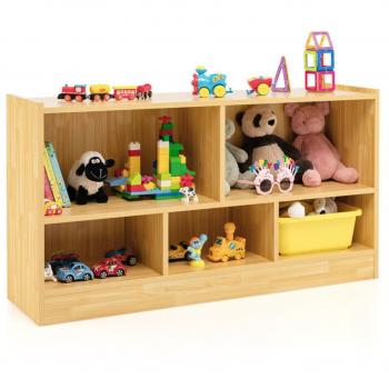 Kids' 2-Shelf Bookcase 5-Cube Wood Toy Storage Cabinet Organizer - Toy Storage Organizer BE