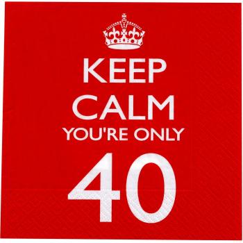 Neviti - Servilletas para 40º cumpleaños, diseño con texto en inglés Keep Calm