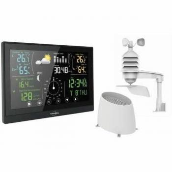 Estación Meteorológica Multifunción Inovalley - Pantalla LCD a color, sensores de temperatura y humedad interior/exterior, pronóstico del tiempo, reloj digital, alarma, función de calendario, memoria de registros históricos