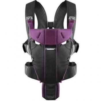 BabyBjörn Miracle - Mochila portabebé de mezcla de algodón, color negro y lila
