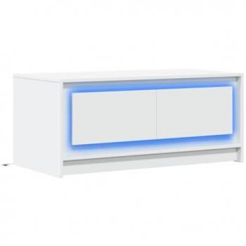 Mesa de centro con luces LED de madera ingeniería blanca vidaXL