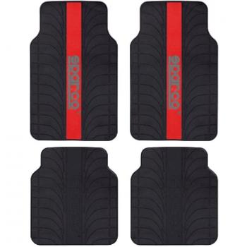 Conjunto de 4 Alfombrillas Universales Sparco SPC1913RS en Goma y Látex con Franja Roja y Logo SPARCO