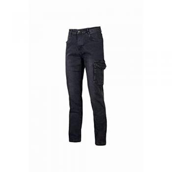 Pantalones de Trabajo Multibolsillos U-Power Tommi, 79% Algodón/20% Algodón Reciclado/1% Elastano, Negro Carbono, Talla 33