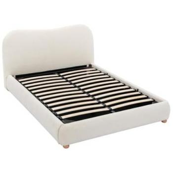 Canapé abatible 140 x 190 cm - Tela de rizo - Blanco - VANARI con espacio de almacenamiento