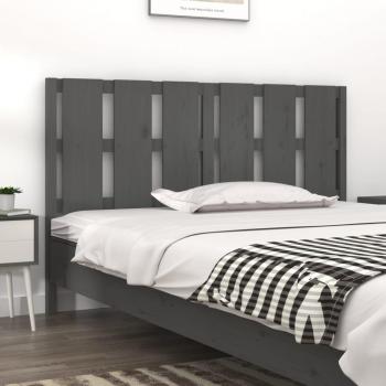 Cabecero de cama gris 155,5x4x100 cm madera maciza de pino