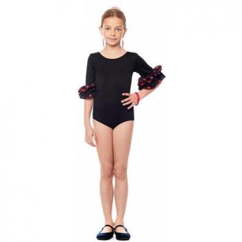 Body Sevillana con Volante Lunar negro y rojo para niña