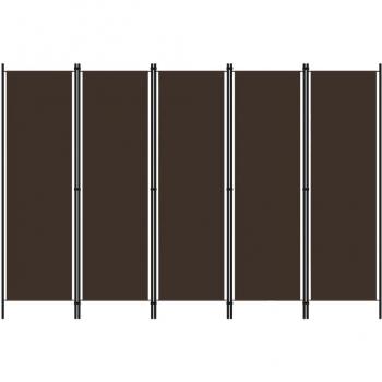 vidaXL 5-Panel Room Divider Brown 250x180 cm