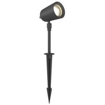 Lámpara de exterior Elmana GU10, IP65, moderna, aluminio y vidrio, anclaje a tierra