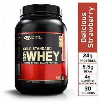 Optimum Nutrition Gold Standard 100% Whey Proteína en Polvo, Fresa - 908 g