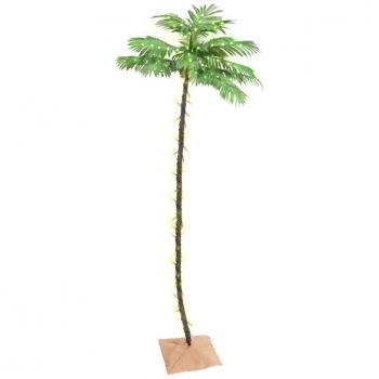 Palmera Artificial VidaXL con 192 LEDs Blanco Cálido, Dimensiones 120 cm (72 LEDs), 150 cm (88 LEDs), 180 cm (96 LEDs) y 300 cm