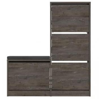 Mueble para zapatos 4 puertas L105 cm - Chéne gris - Dude