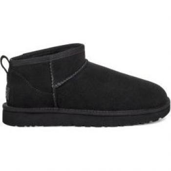 UGG Classic Ultra Mini Suede Slippers - Black - Male - Size: 8 UK