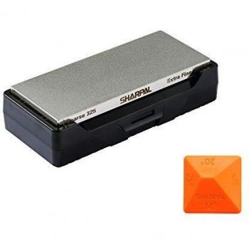 SHARPAL 156N Diamond Whetstone Knife Sharpener with Storage Base, 2 Side Grit Coarse 325 / Extra Fine 1200, Diamond Sharpening Stone with Non-Slip Base and Angle Guide