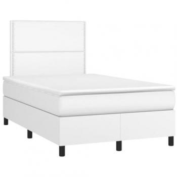 Cama box spring colchón y LED cuero sintético blanco 120x190 cm Vidaxl