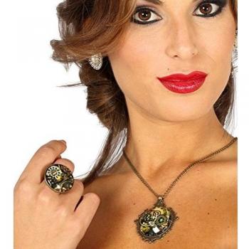 steampunk anillo de septiembre y colgante