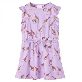 Vestido Infantil Mangas con Volantes Cordón Estampado Jirafa Lila 104