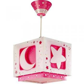 Dalber Moon Light Lámpara de Techo Infantil Luna y Estrellas MoonLight Rosa, 60 W