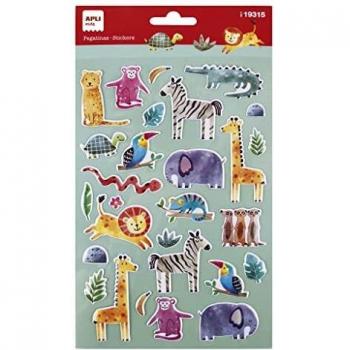 APLI Kids 19315 - Pegatinas de Animales de safari - Incluye 1 hoja con 28 pegatinas de adhesivo permanente