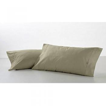 ESTELA - Funda de Almohada Combi Liso Color Piedra - 2 Piezas de 45x85 cm - 50% Algodón-50% Poliéster - 144 Hilos