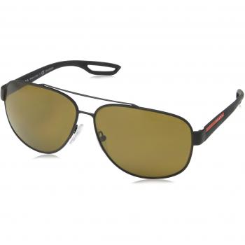 PRADA SPORT Men's 0Ps58Qs Dg05Y1 63 Sunglasses, Black Rubber/Polarbrown