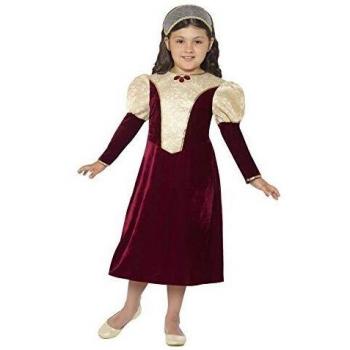 Smiffys Damisela Tudor, Disfraz de Princesa, Morado, con Vestido y Adorno para el Pelo