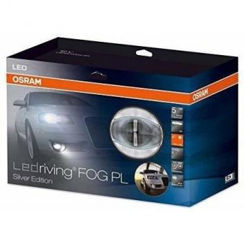 LEDriving FOG PL SILVER Edition de OSRAM, luz LED antiniebla con función de luz diurna y ornamento plateado, LEDFOG103-SR, apropiada para vehículos de 12 V, estuche